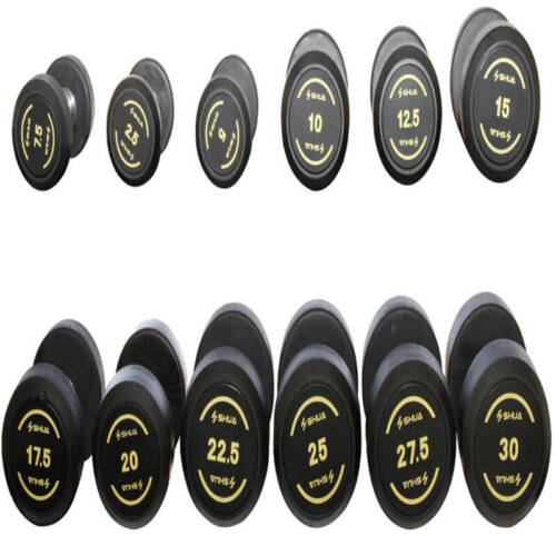 Accessoires-equipements-jeu-halteres Ensemble d’haltères en caoutchouc SHUA SH-R390 – 2,5 à 30 kg pour salle de sport