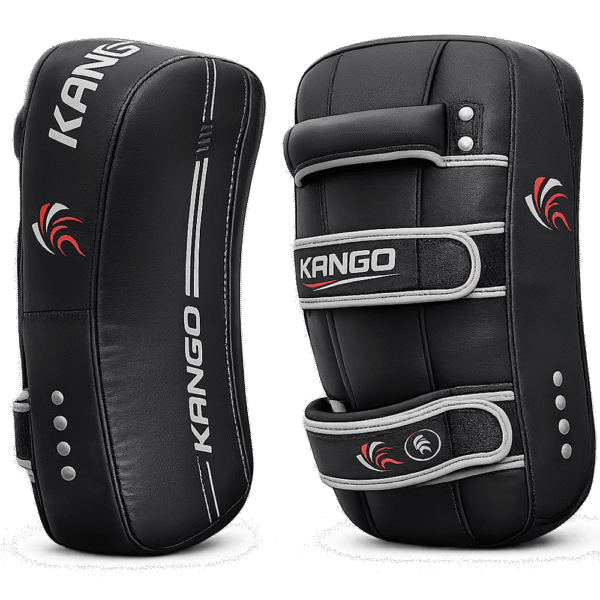 Bouclier de frappe KANGO FS-KAOS, en simili cuir noir. Léger, compact, et idéal pour les entraînements de boxe, MMA ou arts martiaux.