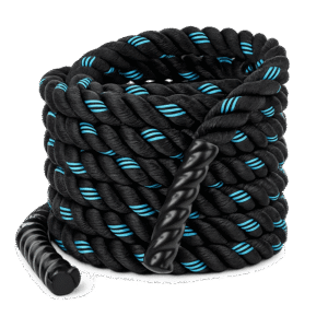 Corde ondulatoire LIVEPRO – battle rope – noire et bleue – 9 à 15 m – prise renforcée