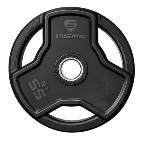 Disque-LP8330 Disque en caoutchouc premium LIVEPRO – 2,5 à 25 kg – poignée intégrée – 50 mm