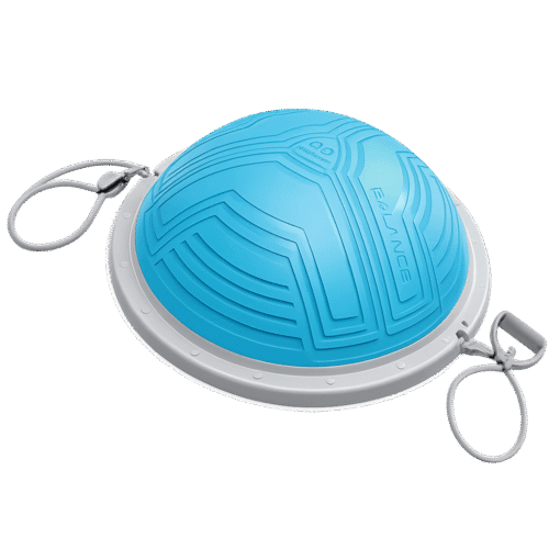 Dôme-d’équilibre Dôme d’équilibre professionnel LivePro LP8211 bleu et gris avec extenseurs – entraînement équilibre, proprioception et renforcement.