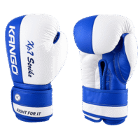Gants-de-boxe-en-cuir-bleu-&-blanc-KANGO Gants de boxe en cuir bleu & blanc – KANGO