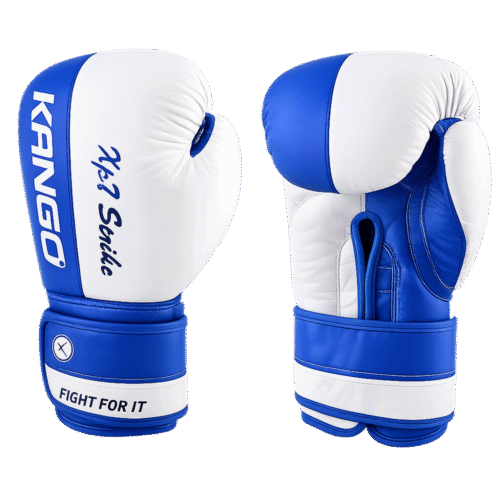 Gants-de-boxe-en-cuir-bleu-&-blanc-KANGO Gants de boxe en cuir bleu & blanc – KANGO