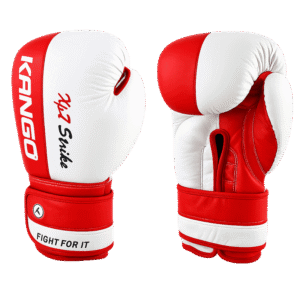 Gants de boxe en cuir rouge & blanc – KANGO