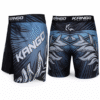 Short de combat KANGO RGK-612 noir et bleu pour MMA, grappling et arts martiaux – tissu Taslaan/Lycra sublimé, tailles S à L.