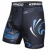 Short de compression KANGO RGK-623 noir et bleu en polyester et lycra pour MMA, grappling, sport de combat.