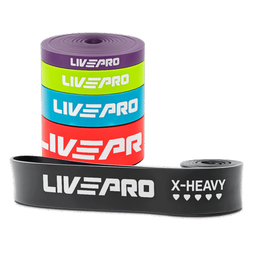 bandes-de-résistance Bandes élastiques de résistance LivePro LP8410 – Super Bands en latex pour fitness, musculation et rééducation.