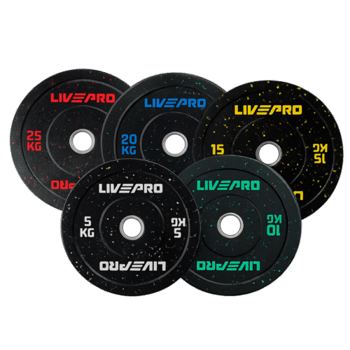 disque-lp8026 Disques bumper LP8026 LIVEPRO noirs haute élasticité – 5 à 25 kg – code couleur par poids
