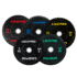 Disques bumper LP8026 LIVEPRO noirs haute élasticité – 5 à 25 kg – code couleur par poids
