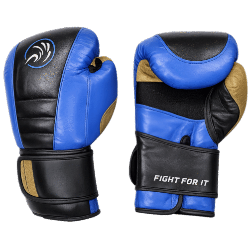 Gants de boxe en cuir bleu & noir – KANGO
