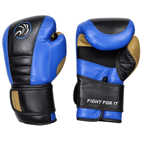 Gants de boxe en cuir bleu & noir – KANGO