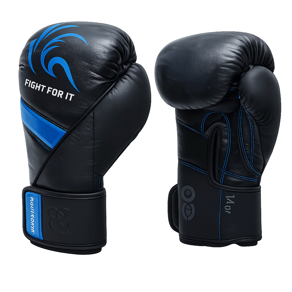 Gants de boxe PU noir & bleu