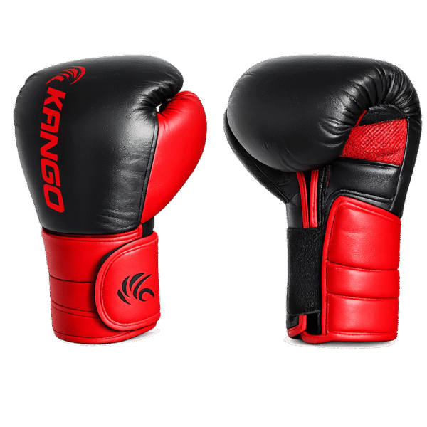 Gants de boxe haut de gamme en cuir rouge & noir – KANGO-