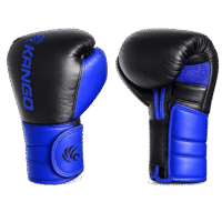 Gants de boxe haut de gamme en cuir bleu & noir – KANGO