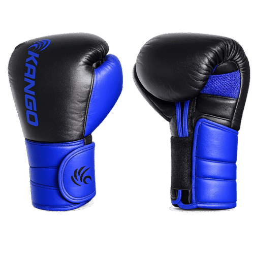 Gants de boxe haut de gamme en cuir bleu & noir – KANGO