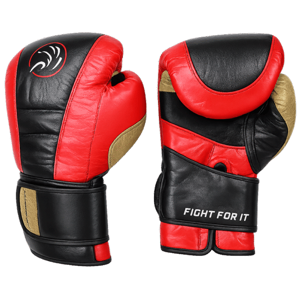 Gants de boxe KANGO cuir rouge & noir