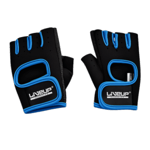 Gants de musculation LiveUp LS3077 – néoprène noir et bleu avec paume en silicone antidérapant