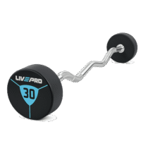Haltère EZ monobloc LIVEPRO avec têtes uréthane – 10 à 30 kg – barre cambrée