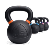 kettlebell-fonte Kettlebell en fonte LIVEPRO avec anneau coloré – 4 à 32 kg – base large stable