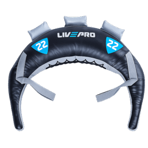 Sac bulgare lesté LIVEPRO noir et bleu – 5 à 22 kg – entraînement fonctionnel