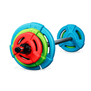 Set de body pump LIVEPRO – 20 kg – barre de 130 cm avec disques colorés