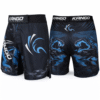 Short KANGO RGK-613 pour arts martiaux en Taslaan et Lycra, design noir et bleu, tailles S M L.