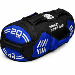 Sac lesté KANGO Softbag noir et bleu – poids ajustable de 5 à 35 kg avec poignées – accessoire de fitness