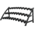 Support haltères 15 paires LivePro LP8903 – rack 3 niveaux en acier noir pour haltères ronds, salle de musculation