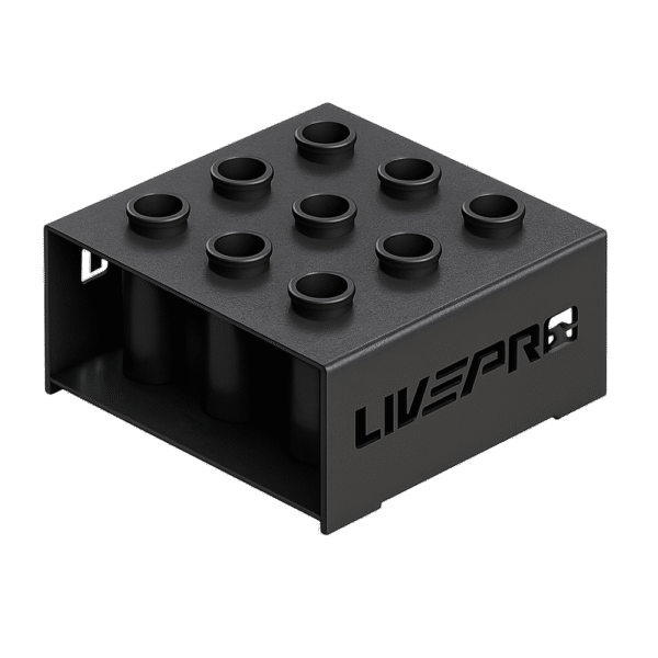 Support vertical LIVEPRO LP8874 pour 9 barres olympiques – rangement professionnel