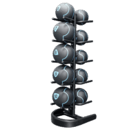 Support LivePro LP8806 pour 10 ballons médicinaux – rack vertical noir en acier pour salle de sport ou centre de rééducation