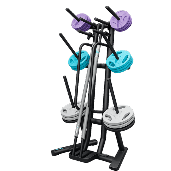 Support LP8801 LivePro pour 10 sets de body-pump – rack vertical pour barres, disques et colliers en salle de sport