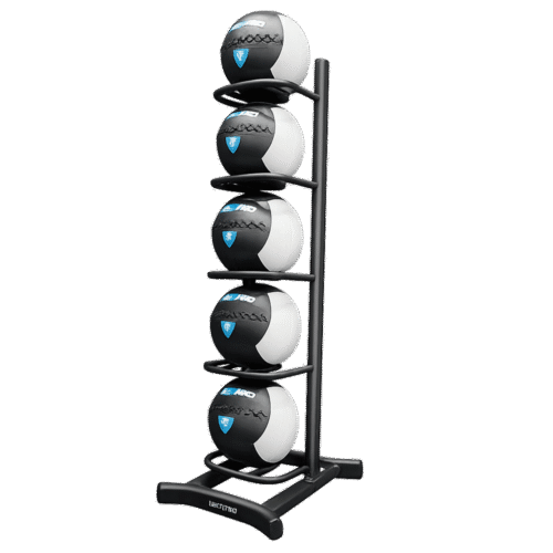 support-wall-ball Support vertical LivePro LP8811 pour 5 wall balls – rack acier noir pour rangement de ballons médicinaux en salle de sport