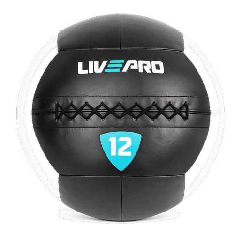 wall-ball-8100 Wall Ball LIVEPRO noir et gris – de 3 à 12 kg – ballon lesté diamètre 35 cm