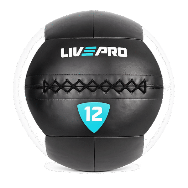 Wall Ball LIVEPRO noir et gris – de 3 à 12 kg – ballon lesté diamètre 35 cm