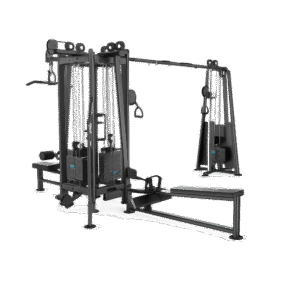 Station-Poulies-5-Postes-Professionnelle-–-U2066 Station poulies 5 postes professionnelle U2066 noir salle de sport Optimisation de l’espace Utilisation multi-utilisateurs Structure acier 2,5 mm Idéale grande salle de sport