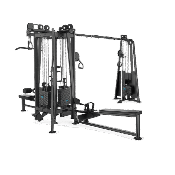 Station-Poulies-5-Postes-Professionnelle-–-U2066 Station poulies 5 postes professionnelle U2066 noir salle de sport Optimisation de l’espace Utilisation multi-utilisateurs Structure acier 2,5 mm Idéale grande salle de sport